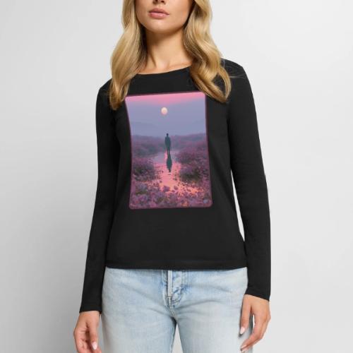 Ethereal Sunset Flower Field Art - Women's Premium Slim Fit Long Sleeve T-Shirt