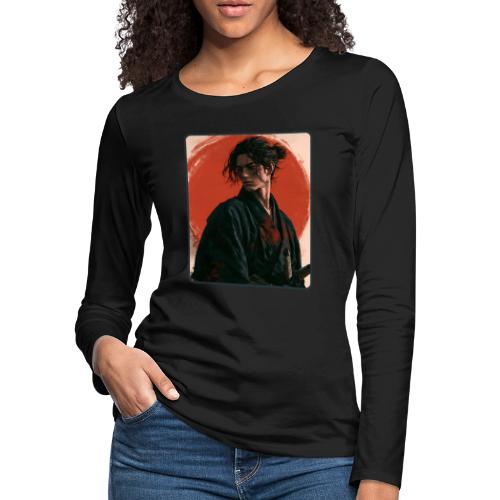 Samurai Beneath the Red Sun - Women's Premium Slim Fit Long Sleeve T-Shirt