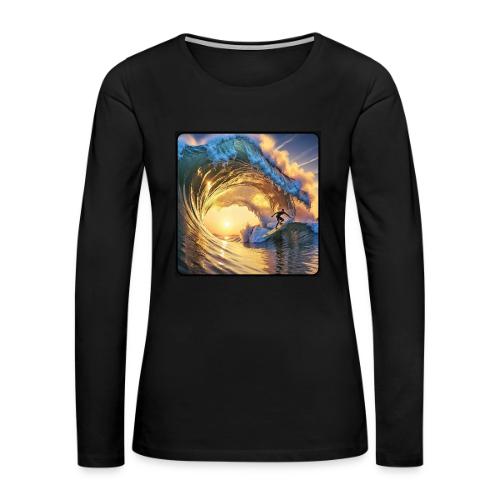 Morning Gold Full-Pipe Wave - Women's Premium Slim Fit Long Sleeve T-Shirt