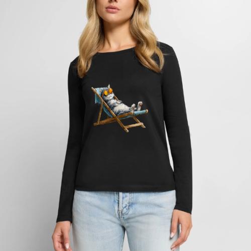 Sunshine Cat Mode - Women's Premium Slim Fit Long Sleeve T-Shirt