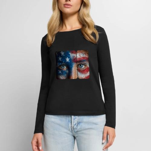 USA: Stars in Her Eyes - Women's Premium Slim Fit Long Sleeve T-Shirt