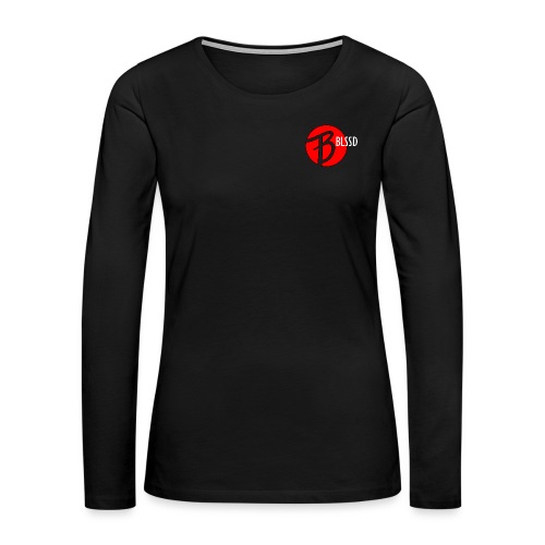 RED BLSSD CIRCLE WITH WHITE WRITING - Women's Premium Slim Fit Long Sleeve T-Shirt