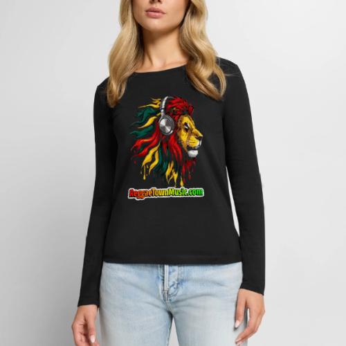 Reggae Music Radio Lion Head Soundwaves design - Women's Premium Slim Fit Long Sleeve T-Shirt