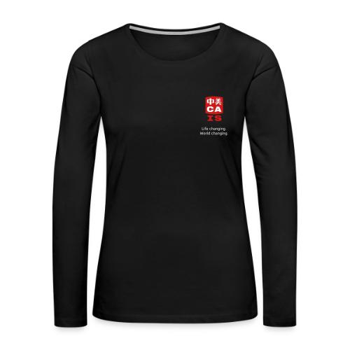 CAIS Logo (Life Changing World Changing) on Black - Women's Premium Slim Fit Long Sleeve T-Shirt