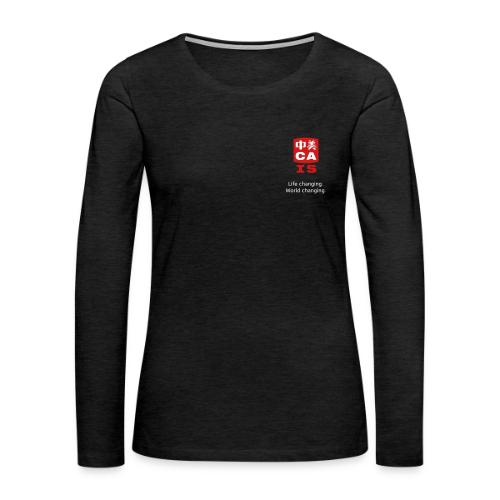 CAIS Logo (Life Changing World Changing) on Black - Women's Premium Slim Fit Long Sleeve T-Shirt
