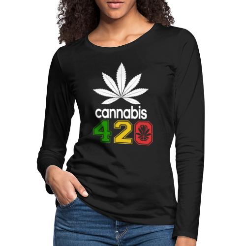 Humorous 420 Authentic Herb Weed Marijuana Design - Women's Premium Slim Fit Long Sleeve T-Shirt