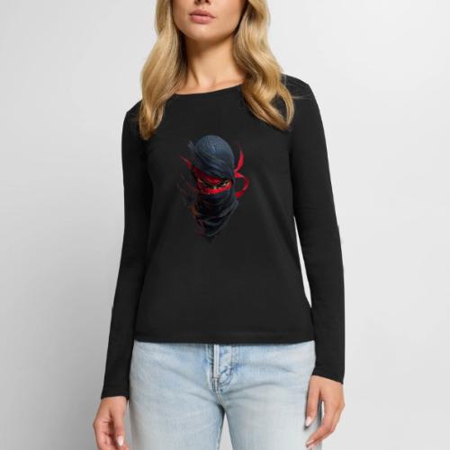 Crimson Stare Ninja - Women's Premium Slim Fit Long Sleeve T-Shirt