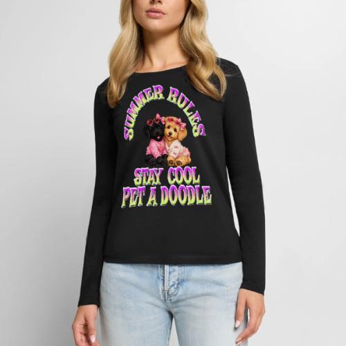 Summer Rules Stay Cool Pet A Doodle Cute Doodle - Women's Premium Slim Fit Long Sleeve T-Shirt