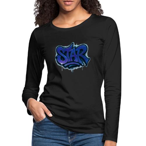 Cosmic STAR Graffiti Tag Tee - Women's Premium Slim Fit Long Sleeve T-Shirt