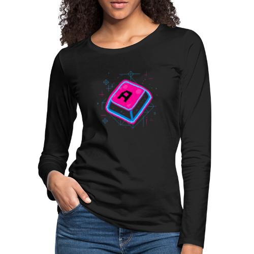 Neon Pixel A Key - Women's Premium Slim Fit Long Sleeve T-Shirt