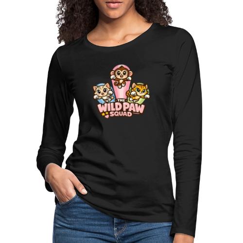 Wild Paw Squad Cute Animal Friends - Women's Premium Slim Fit Long Sleeve T-Shirt