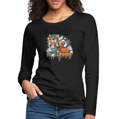 Red Panda Street Graffiti Vibes - Women's Premium Slim Fit Long Sleeve T-Shirt