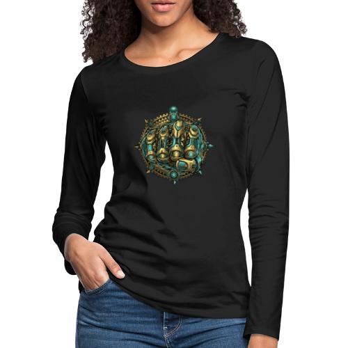 Cyberpunk Power Robot Hand - Women's Premium Slim Fit Long Sleeve T-Shirt