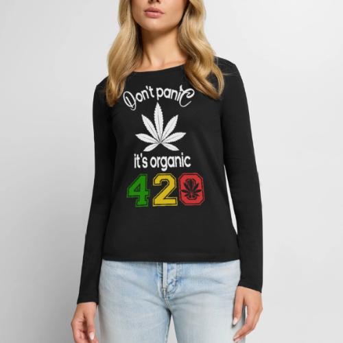 Hilarious 420 Do Not Panic it's organic - Women's Premium Slim Fit Long Sleeve T-Shirt