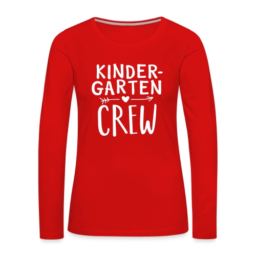 Kindergarten Crew Heart Arrow Teacher T-Shirts - Women's Premium Slim Fit Long Sleeve T-Shirt