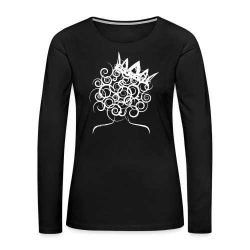 Curly Queen with Crown - Women's Premium Slim Fit Long Sleeve T-Shirt