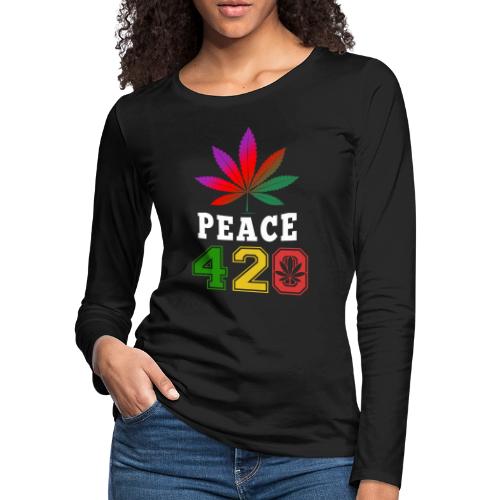 In Cheek 420 Peace & Herb Weed Marijuana Design - Manches longues Premium slim fit Femme