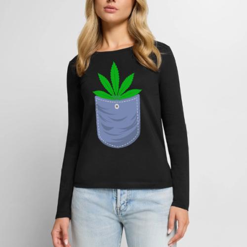 Jesting 420 Pocket Of Herb Weed Marijuana Design - Women's Premium Slim Fit Long Sleeve T-Shirt