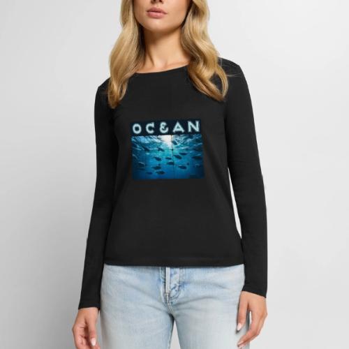 Ocean: Silver Tide - Women's Premium Slim Fit Long Sleeve T-Shirt
