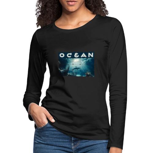 Ocean: Dolphin’s Serenity - Women's Premium Slim Fit Long Sleeve T-Shirt