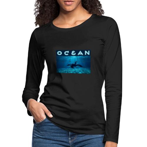 Ocean: Orca in Motion - Women's Premium Slim Fit Long Sleeve T-Shirt