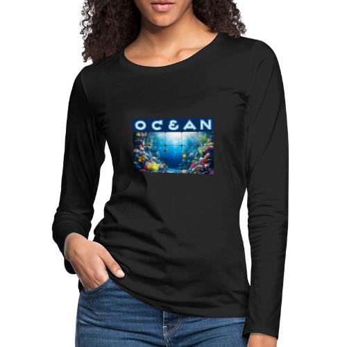 Ocean: Neon Reef Glow - Women's Premium Slim Fit Long Sleeve T-Shirt