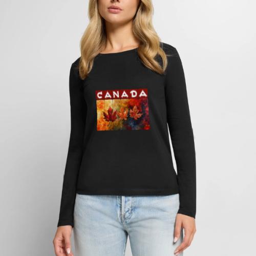 Painted Canada Leaves - Women's Premium Slim Fit Long Sleeve T-Shirt