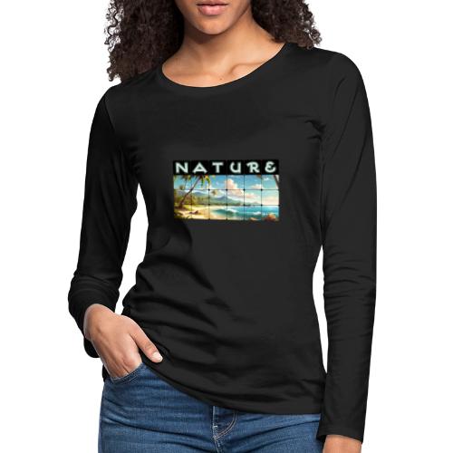 Nature: Sun-Kissed Shore - Women's Premium Slim Fit Long Sleeve T-Shirt
