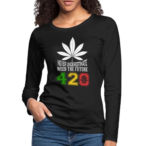 Chuckling 420 Future of Herb Weed Marijuana Design - Women's Premium Slim Fit Long Sleeve T-Shirt