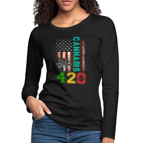 Amusing 420 American Herb Weed Marijuana Design - Women's Premium Slim Fit Long Sleeve T-Shirt