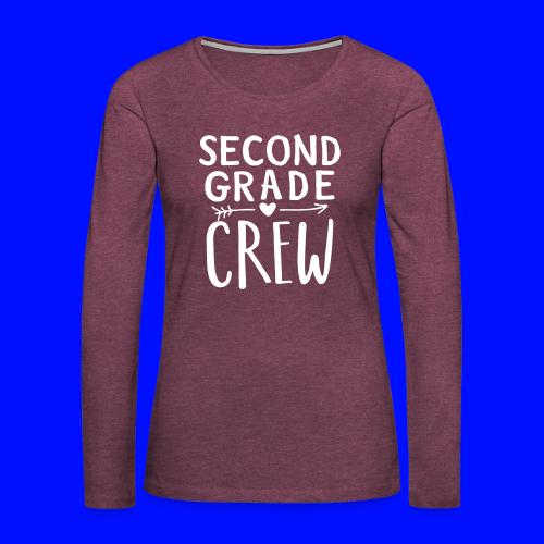 Second Grade Crew Heart Teacher T-Shirts - Women's Premium Slim Fit Long Sleeve T-Shirt