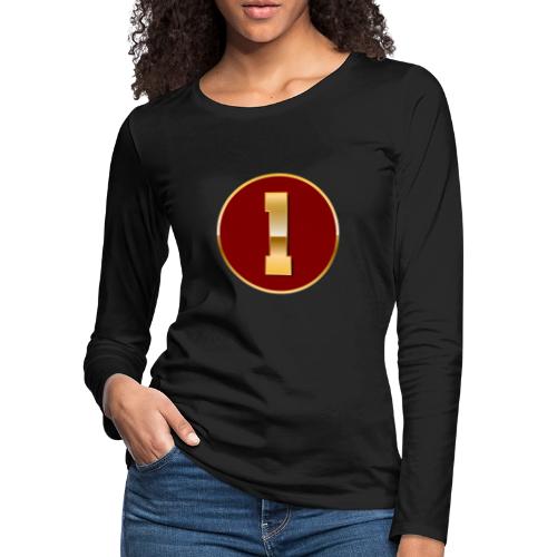 Number 1 in Gold Varsity Font - Women's Premium Slim Fit Long Sleeve T-Shirt