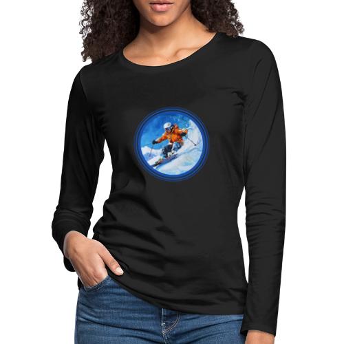 Skiing: On the Edge - Women's Premium Slim Fit Long Sleeve T-Shirt
