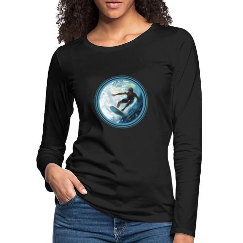Surfing Freedom - Women's Premium Slim Fit Long Sleeve T-Shirt