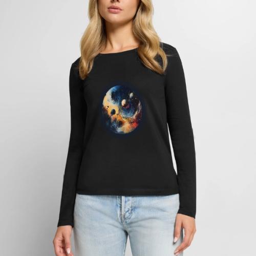 Chaotic Color Planets - Women's Premium Slim Fit Long Sleeve T-Shirt