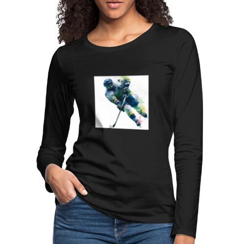 Hockey: Frozen Motion - Women's Premium Slim Fit Long Sleeve T-Shirt