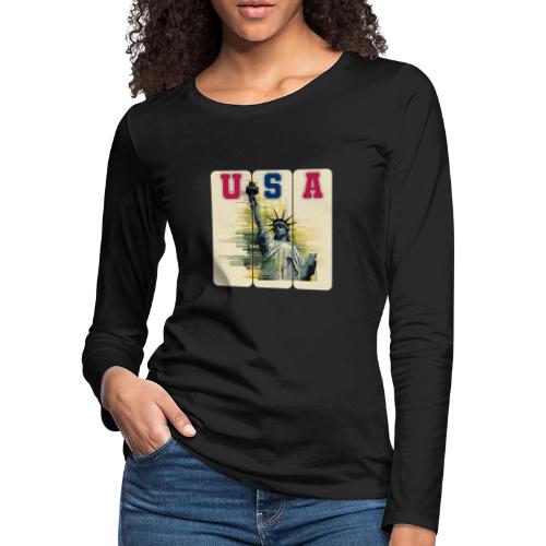 Art illustration of the Statue of Liberty - Women's Premium Slim Fit Long Sleeve T-Shirt