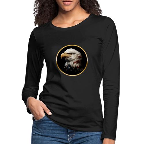 America: Golden Freedom Crest - Women's Premium Slim Fit Long Sleeve T-Shirt