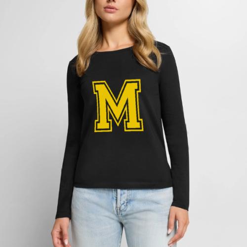 Letter M – Capital Athletic Alphabet Monogram - Women's Premium Slim Fit Long Sleeve T-Shirt