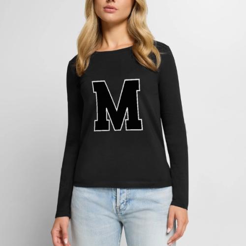 Varsity Letter M Collegiate Alphabet Art - Women's Premium Slim Fit Long Sleeve T-Shirt