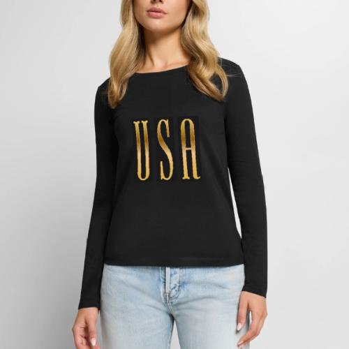 USA Gold Monolith - Women's Premium Slim Fit Long Sleeve T-Shirt