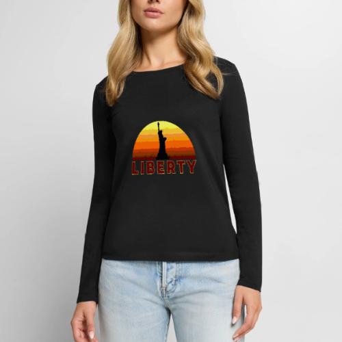 USA: Sunset Liberty Bold - Women's Premium Slim Fit Long Sleeve T-Shirt