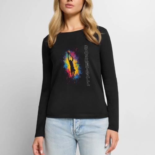 High Energy Basketball Paint Splatter Art - Women's Premium Slim Fit Long Sleeve T-Shirt