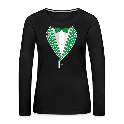 Star Tuxedo in Green PNG - Women's Premium Slim Fit Long Sleeve T-Shirt
