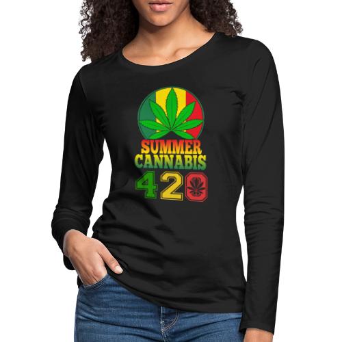 Enjoyable 420 Summer Smoker Weed Marijuana Design - Women's Premium Slim Fit Long Sleeve T-Shirt