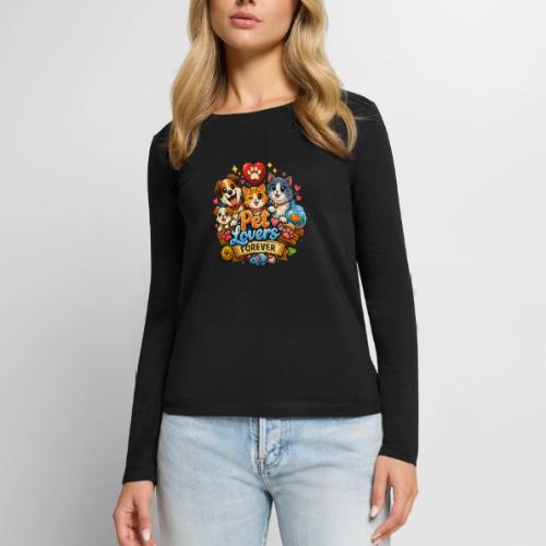 Pet Lover Forever Cute Cats & Dogs - Women's Premium Slim Fit Long Sleeve T-Shirt