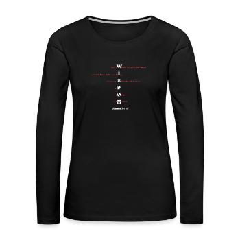 Christian Bible Verse Designs - Women's Premium Slim Fit Long Sleeve T-Shirt - black - Front - Julia (174cm)