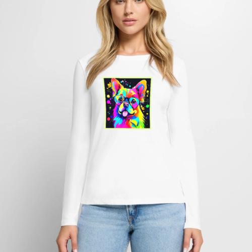 Vivid Canine Vibes Design - Women's Premium Slim Fit Long Sleeve T-Shirt