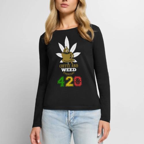 2024 420 Coffee & Smoke Weed Marijuana Design - Women's Premium Slim Fit Long Sleeve T-Shirt