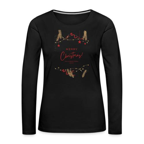 Merry Christmas Typography Design - Women's Premium Slim Fit Long Sleeve T-Shirt